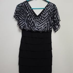 Grey & Black Embellished Dress